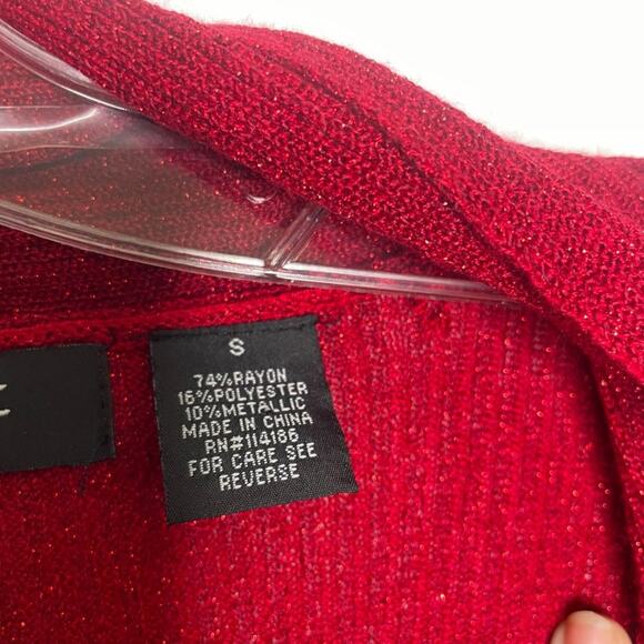 Verve Ami Womens Cardigan Sweater Size S Red Open Front Long Sleeve Pull On - Picture 4 of 16